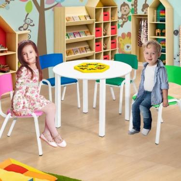 Imagem de Mesa Infantil DiverKids Redonda com Porta Objetos e 4 Cadeiras Colorid