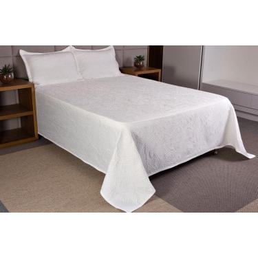 Imagem de Cobre Leito Colcha Branca Kit Montblanc Memory Casal Queen