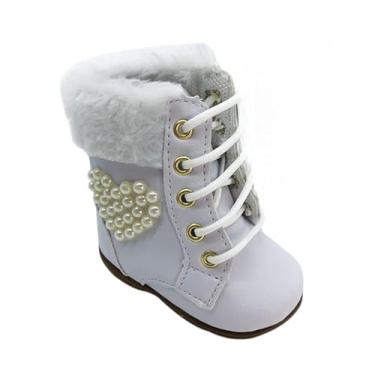 Imagem de Tênis Botinha Branca Sapatinho Infantil Feminino Menina Bebê (Branco, BR, Bebê, Numérico, 18)