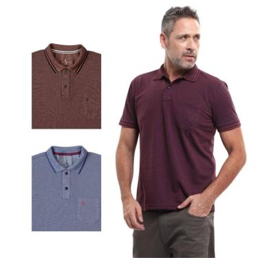 Imagem de Kit 3 Camisa Polo Masculina Pique Premium com Bolso Casual