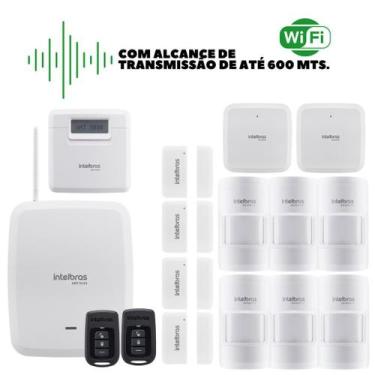 Imagem de Kit Alarme Intelbras WiFi AMT 8000 Profissional c/ 2 Sirenes e 10 Sens
