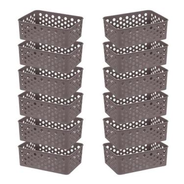 Imagem de Conjunto 12 Cestos Multiuso Empilhável Organizador De Gavetas Lavander