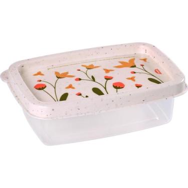 Imagem de Pote em Plástico Retangular Marmorizado Floral 180ml - Plasutil