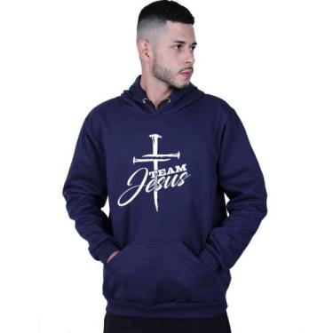 Imagem de Moletom Unissex Canguru Team Jesus Cristo - Lafre, Azul marinho, P