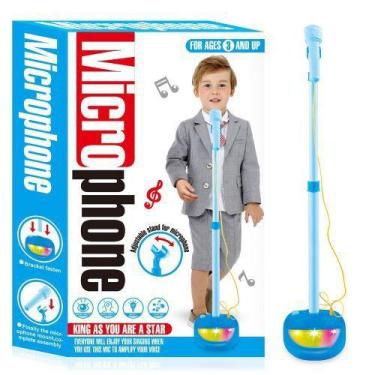 Imagem de Brinquedo suporte com ajuste para microfone divertido com luz (Azul) -