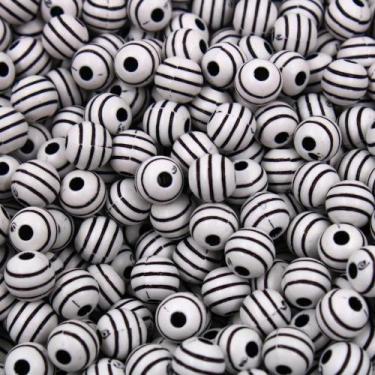 Imagem de Entremeio colorido (10g) - IMPORTAÇÃO, BOLA FRIZADA BRANCO/PRETO 8MM
