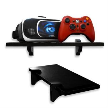 Imagem de Prateleira 55cm MDF Preto Decorativa Gamer Multiuso Livros Jogos - Qua
