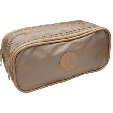 Imagem de Estojo Organizador com 3 Divisórias – Nécessaire de Nylon para Cosméticos, Viagem ou Escritório