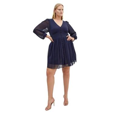 Imagem de City Chic Vestido feminino plus size - Serina decote em V mini, Azul marino, 25 Plus Size