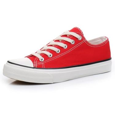 Imagem de CullForYou Tênis feminino colorido de cano baixo, Vermelho/branco., 8