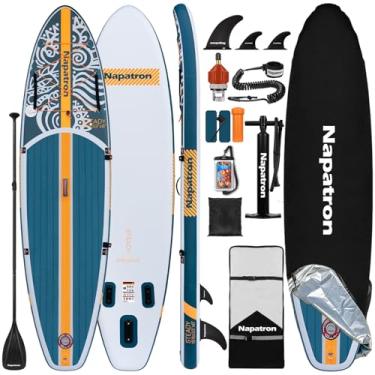 Imagem de 10'6 Inflável Stand Up Paddle Boards 33'' Ampliado Design Sup Premium Paddle Fishing Board com Acessórios Tampa de protetor solar Bomba rápida jovens e adultos (Seal/azul e amarelo 10''6x33''x6'')