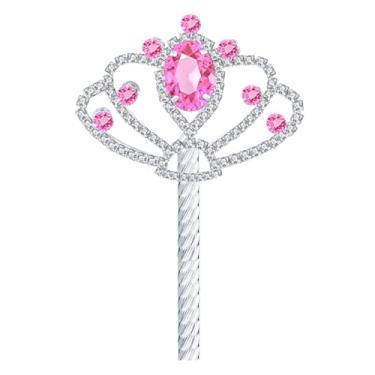 Imagem de CiBiZi Varinhas de princesa de fada varinhas mágicas de liga metálica rainha rei fantasia cetro varinhas para concurso, casamento, Halloween, baile, Rosa, 15.6Inch