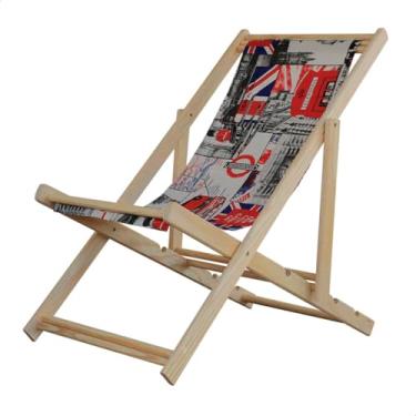 Imagem de Espreguiçadeira Dobrável em Madeira Maciça para Varanda – Reclinável, Sem Braço, Natural (Londres)