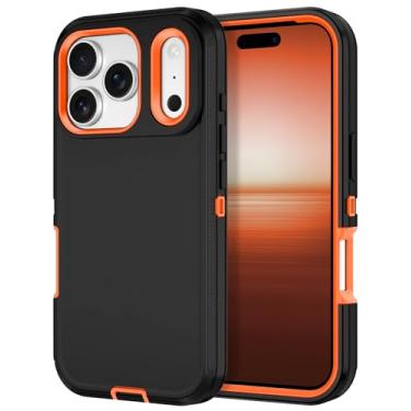 Imagem de I-HONVA Capa para iPhone 17 Pro Max à prova de choque à prova de poeira/queda, 3 camadas, proteção total [sem protetor de tela] Capa resistente para Apple iPhone 17 Pro Max 6,9 polegadas 2025, preto