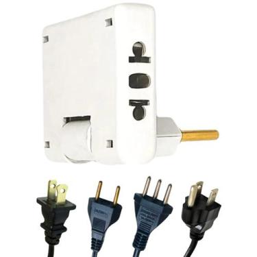Imagem de Adaptador Tomada Pino Grosso 03 Pinos 10a 20a Bivolt Articulado Reforç