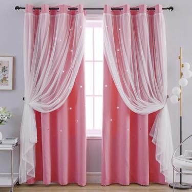 Imagem de Cortinas Blackout Anytime Star Cut-Out para quarto, rosa
