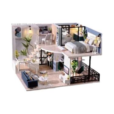 Imagem de Casa de Boneca em Miniatura de Madeira 3D - DIY com Luzes LED - Aparta