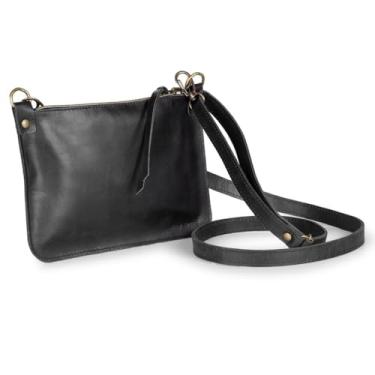 Imagem de Mini Bolsa Feminina Couro Legítimo natural slim Ello Griff(Preto)