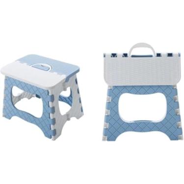 Imagem de Banqueta Multiuso Dobrável Portátil - Compacta, Ergonômica e Resistente para Camping, Eventos e Casa (Azul)