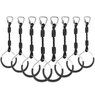 Imagem de Hanging Ninja Gymnastic Ring Swing Monkey Bar Climbing Bar Jungle Fist For Outdoor Indoor Backyard Activities, 8 Black Obstacle Course Rings Kids Boys Adults Men Playground Training Equipment Play Set