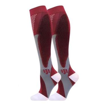 Imagem de Meia De Compressão Esportiva Cano Alto 3/4 Corrida Ciclismo Para Trata