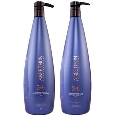 Imagem de Kit Aneethun Shampoo 1 L e Creme Silicone Linha A 1 litro Hidratação