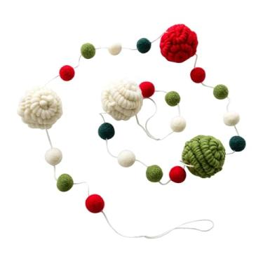 Imagem de IEUDNS Guirlanda de bolas de feltro de lã de Natal de 160 cm, vermelha, verde e branca, para ambientes de escritório doméstico, acessórios multiuso, faixa de