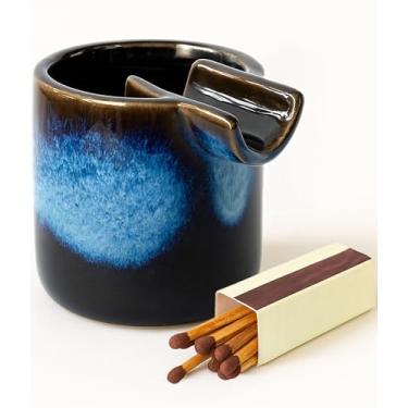 Imagem de Cinzeiro de cerâmica legal e fofo – Bandeja de cinzas profundas com suporte para fumantes, acessórios decorativos vintage para fumar interno/externo