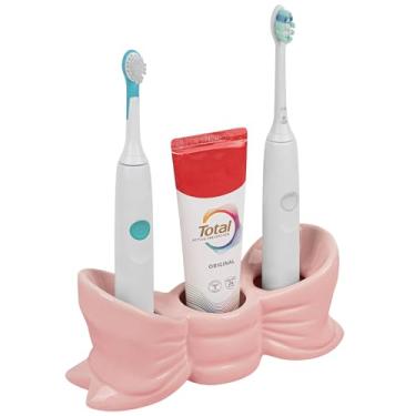 Imagem de Linkidea Suporte de escova de dentes elétrica de bancada para banheiro, suporte organizador de vaidade de cerâmica de gravata borboleta compatível com a série Oral-B iO, Philips Sonicare