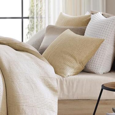 Imagem de DKNY Pure Conjunto de edredom casal/queen - roupa de cama de malha de jérsei macio - 3 peças - bege aveia