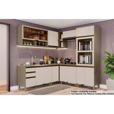 Imagem de Cozinha Modulada Henn Connect 9 Peças (3Aéreos+3Balcões+1Paneleiro) C6P03 Duna/Cristal-Henn