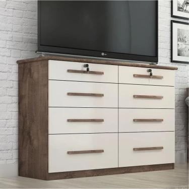Imagem de Cômoda MONIQUE 8 Gavetas CHOCOLATE/OFF WHITE