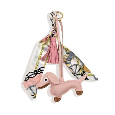 Imagem de Bolsa de chaveiro para cachorro, berloques, charmosos, cachecol, bolsas de couro, berloques, presentes de Natal