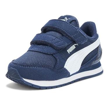 Imagem de PUMA Tênis infantil unissex St Runner Hook and Loop, Puma Azul-marinho-puma branco, 21