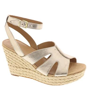 Imagem de UGG Sandália Anabela Feminina Careena, Ouro pálido metálico, 10