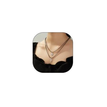 Imagem de RTY Colar vintage de lua e sol para mulheres e homens, colar combinando para casais, melhores amigos, lua empilhada em camadas com pingente de sol, gargantilha moderna para ele e ela, one size, Zinco