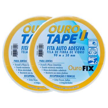 Imagem de Kit 2 Fitas Telada 90m x 50mm Fibra De Vidro Drywall Gesso Junta Trincas Isopor Auto-ad...