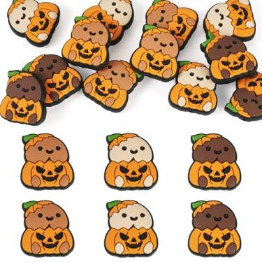 Imagem de Spritewelry 12 peças de contas de silicone de Halloween para chaveiro, laranja, abóbora, fantasma, contas, contas de Halloween para decoração de joias, colar, pulseira, artesanato