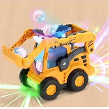 Imagem de Brinquedo Mini Retroescavadeira Bate e Volta Construção Bola Luminosa Com Luz E Som Carrinho Brinquedo Criança Diversão - certificado pelo INMETRO