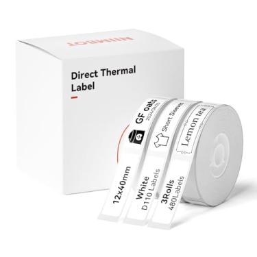 Imagem de NIIMBOT 3 rolos de papel térmico para impressora de papel térmico 12 × 40 mm fita de etiquetagem autoadesiva para etiquetadora D11/D110/D101 branca