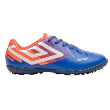 Imagem de Chuteira Society Umbro Action Infantil - Azul 35, Azul, 35
