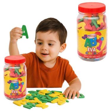 Imagem de Pote Alfabeto Vogais Grande 155Pçs Letras Educativo Eva ABC - Evamax