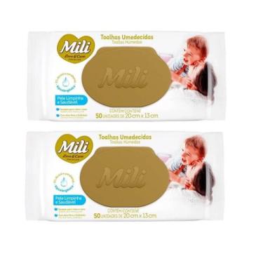 Imagem de Kit 2 Toalhinha Umedecida Com Tampa Love&Care 50 Unid - Mili