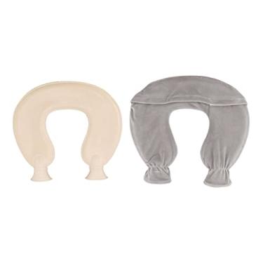 Imagem de Garrafa de água quente em formato de u, capa macia e fofa, capacidade de 1l, bolsa de água quente para alívio da dor no pescoço, ombro, calor de inverno, borracha, material de (Cinza)