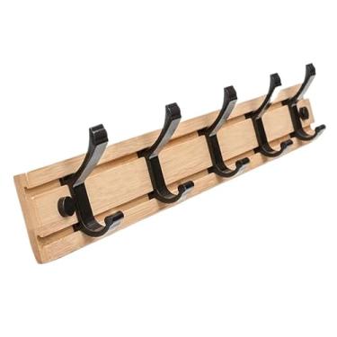 Imagem de hezhuhe2258 Cabideiro de armazenamento doméstico montado na parede, ganchos móveis de liga de alumínio, ganchos para pendurar para quarto, banheiro, roupas, toalhas, suporte de parede (bege, médio)