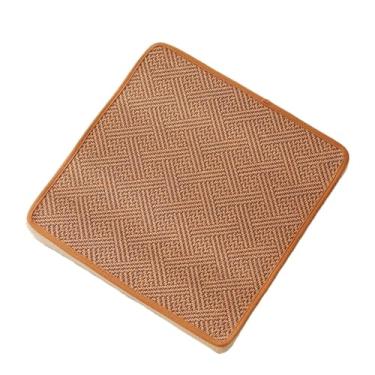 Imagem de pufe Almofada de reforço piso verão cadeira vime quadrada tecida chão Tatami Futon(Brown,40 * 40cm)