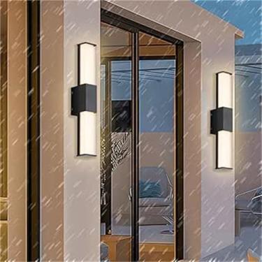 Imagem de Luminária de parede externa LED preta para decoração de parede externa IP65 à prova d'água Luminária de parede simples de alumínio acrílico Iluminação de parede para cima/baixo Moderna para