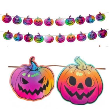 Imagem de Cortina Varal Decorativa Decoração Halloween Abobora Caveira (Abobora, Preto, 5 metros)