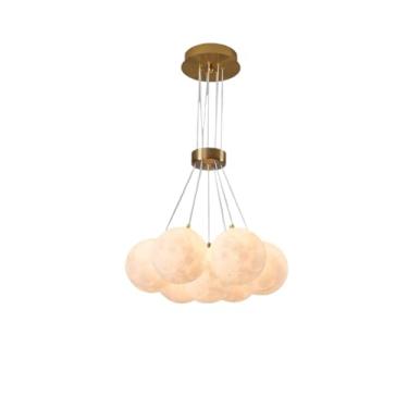 Imagem de Lustre de bolhas de 13 luzes de meados do século, conjunto de globo, planeta, lua, luminária pendente, branco-leite, moderno, luminária suspensa de teto para sala de estar, quarto de meninas