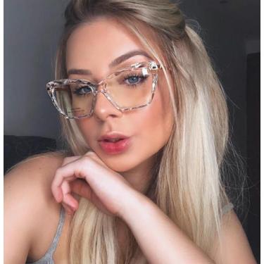 Imagem de Armação De Óculos Para Grau Feminina Facetada Transparente - Palas Eye